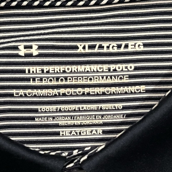 Under Armour The Performance Polo Shirt Mens Black Striped Golf XL - Picture 3 of 7